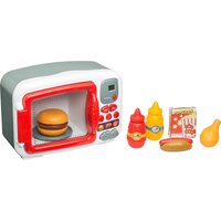 Idena 40470 - Mikrowelle für Kinder mit Licht- und Toneffekten, Küchengerät mit 7 Grundfunktionen und umfangreichem Zubehör, Spielzeug zum Erlernen praktischer Fertigkeiten