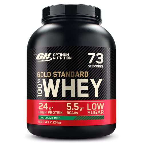 Optimum Nutrition Gold Standard 100% Molkenproteinpulver für Muskelaufbau und -regeneration mit natürlich vorkommendem Glutamin und BCAA-Aminosäuren, Chocolate Mint, 73 Portionen, 2,26 kg