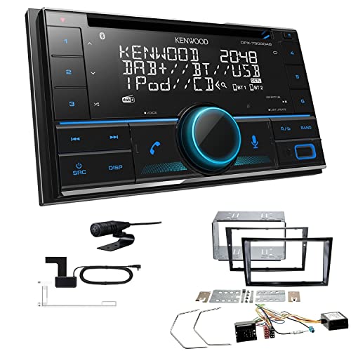 Kenwood DPX-7300DAB 2-DIN Autoradio mit Bluetooth Digitalradio DAB+ USB CD passend für Opel Astra H 2004-2010 Piano Black inkl Canbus