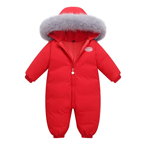 Winter Schneeanzug Baby Mädchen Daunenjacke Strampler mit Kapuze Jungen Overall Warme Einteilige Anzüge
