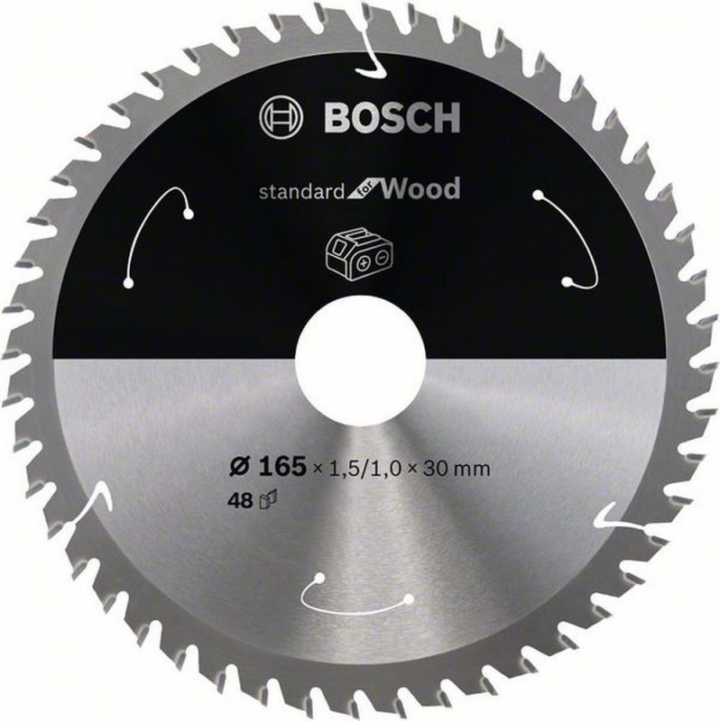 Bosch Akku-Kreissägeblatt Standard for Wood, 165 x 1,5/1 x 30, 48 Zähne 2608837689