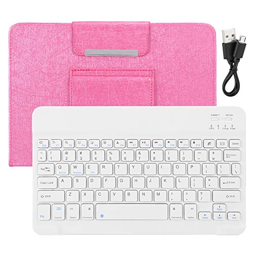 Tastatur, hochwertige wasserdichte 10-Zoll-Tastatur + PU-Ledertasche mit Ständer Bluetooth-Tablet Riesiger Bildschirm Handy(10-Zoll-Tastatur + Ledertasche rosarot)
