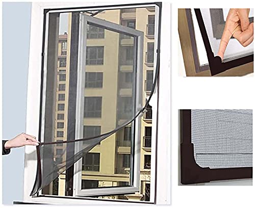 Hengz Katzenschutz-Fenster, magnetisch, zuschneidbar, Moskitonetz, Insektenschutz-Fenster mit Rahmen, hält Fliegen fern, zuschneidbar, Insektenvorhang, 100 x 120 cm (grau)