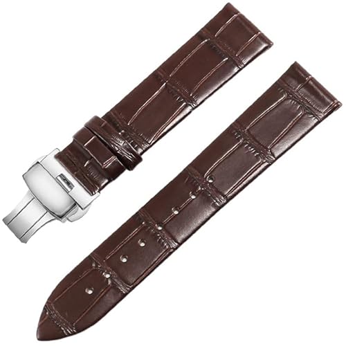 GeRnie Ersatz-Uhrenarmband aus Leder, 12/13/14/15/16/17/18/19/20/21/22 mm, dünnes, schlichtes Rindslederarmband (Color : Bamboo Brown A, Size : 19mm)