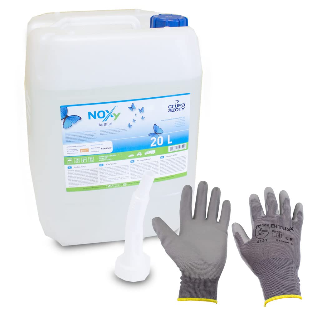 Noxy Adblue 20L Kanister Addblue für Diesel Motoren inklusive Bituxx XL Arbeitshandschuhe Montagehanschuhe Handschuhe Schutzhandschuhe mit PU Beschichtung