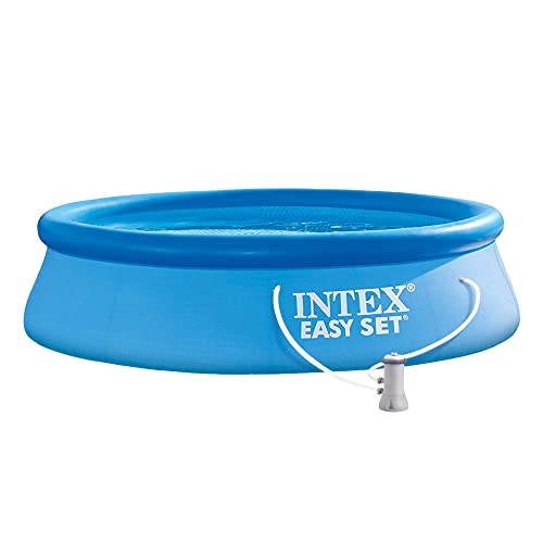 Intex Easy Set Pool Aufstellpool rund Ø 366x76 cm mit Filteranlage, Blau 5621L, Pool mit Filterpumpe und Filtereinsatz, Schwimmbecken selbstaufbauend mit aufblasbarem Luftring, Familienpool Kinderpool