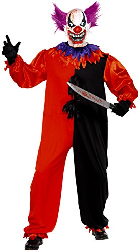 Smiffys Herren Bo Bo der Clown Kostüm, Jumpsuit und Maske, Größe: XL, 33474