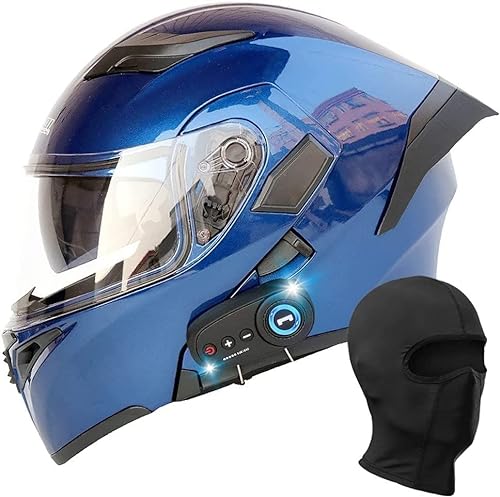 NAIQIALUO Motorrad-Bluetooth-Helm, modularer Klapp-Integralhelm, DOT/ECE-zugelassener Motorradhelm, mit beschlagfreiem Doppelvisier und herausnehmbarem Futter A,M(57~58cm)