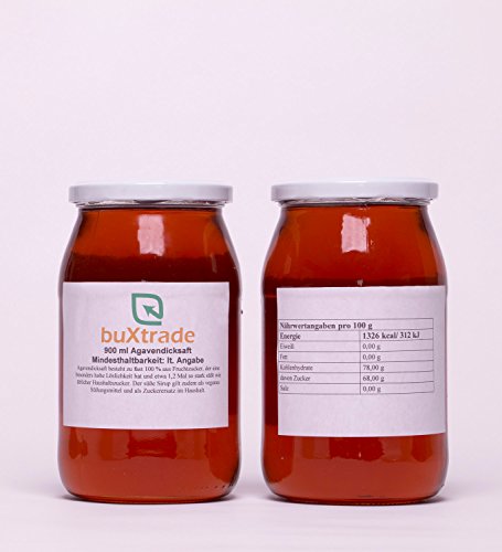 5 Gläser (900ml) Agavendicksaft - Agave Süßungsmittel Sirup Fructose Zucker Agavensirup