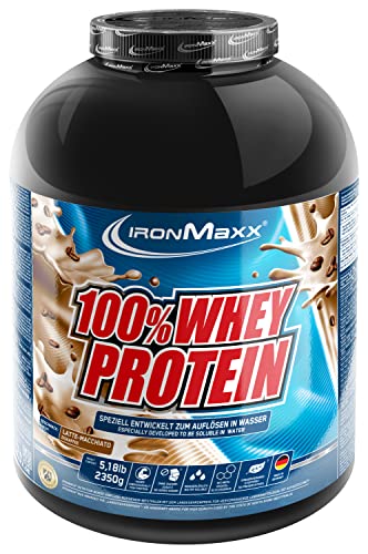 IronMaxx 100% Whey Protein - Wasserlösliches Whey Eiweißpulver - Proteinshake mit Latte Macchiato Geschmack - 1 x 2,35 kg Dose
