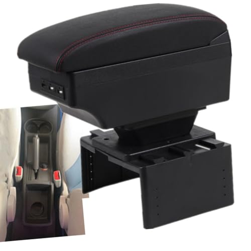QCALAZ Für FIAT idea Armlehnenbox Auto-Armlehnen-Zentralaufbewahrungsbox Innenraum-Nachrüstung mit USB-Autozubehör (A1 rote Linie ohne USB)