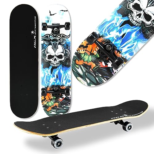 WELLIFE - Skatebord RGX (31"x8") 79x20cm Skateboard in 9 Schichten Ahornholz Design konkave PU Rad 54*36mm Super Smooth für Kinder Jugendliche Erwachsene Lager ABEC-7RS (411)