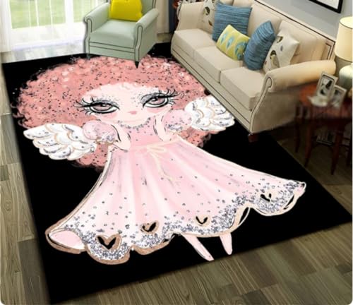 KIESEY Cartoon Tanz Mädchen Teppich Teppich für zu Hause Wohnzimmer Schlafzimmer Sofa Türmatte Dekor, rutschfeste Fußmatte 160x230cm