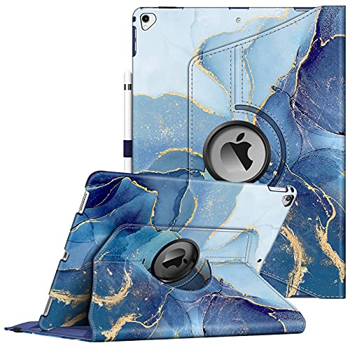 Fintie Hülle für iPad Pro 12.9 (2. Generation 2017/1. Generation 2015), 360 Grad verstellbare Schutzhülle Stand Cover Tasche mit Auto Schlaf/Wach Funktion (Z- Marmor Blau)