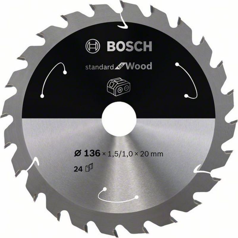 Bosch Akku-Kreissägeblatt Standard for Wood, 136 x 1,5/1 x 20, 24 Zähne 2608837668