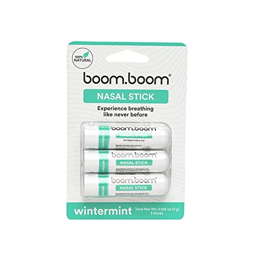 BoomBoom Aromatherapie-Naseninhalator (erhöht den Fokus und verbessert die Atmung) bietet ein frisches und erfrischendes Gefühl mit ätherischen Ölen und Menthol Packung mit 3 Wintermint