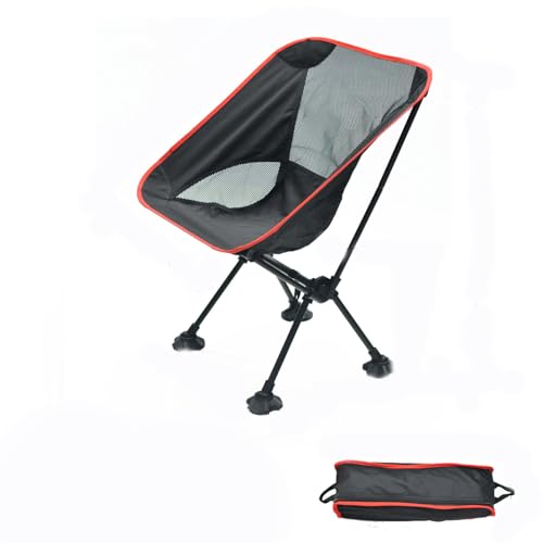BABANI Campingstuhl Kleines Packmaß Campingstuhl Faltbar Camping Stuhl Ultraleicht Klappstuhl Faltstuhl Chair Klappbar (schwarz-rot-klein)
