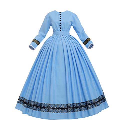GRACEART Damen 1860s Viktorianisches Kleid Rokoko Party Kostüm (hellblau, M)