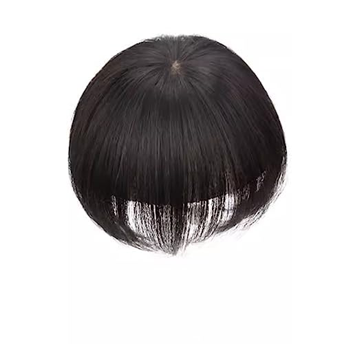 Echthaar-Topper mit Pony-Topper for Frauen mit dünner werdendem Haarbezug auf der Oberseite. Haarteile for den täglichen Gebrauch (Color : Black A)