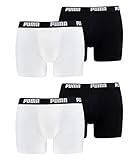 PUMA 4 er Pack Boxer Boxershorts Men Herren Unterhose Pant Unterwäsche, Farbe:301 - White/Black, Bekleidungsgröße:XL