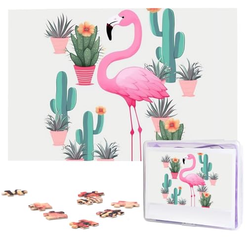 Jigsaw Puzzles 1000 Teile Für Erwachsene Tropischer Flamingo Niedlicher Kaktus Jigsaw Puzzle Cooles Tier Weihnachtspuzzle Geschenk Puzzle Für Familie Größe 75 X 50 cm