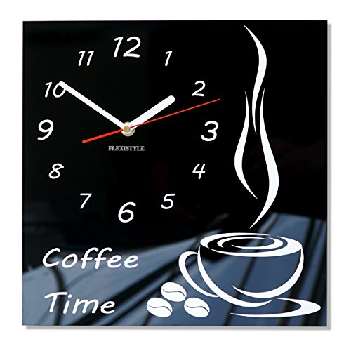 FLEXISTYLE Küchenuhr Kaffee TIME Silent, Acrylglas, hergestellt in UE