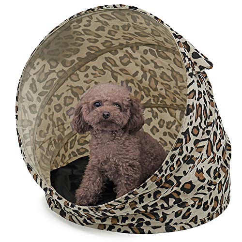 Gulunmun Neue Hundezelt Hundehütte Faltbare Leopardenmuster Medium Hündchen Katze Haus Mode-Design für Haustier Sommerbett Große Größe-Leopard_46 * 48 cm_