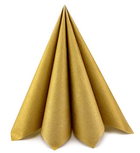 finemark 100 Stück | 40 cm Papierservietten Gold Tissue goldene Servietten 3-lagig glänzend Tischdekoration Tischdeko Deko Dinner Hochzeit Geburtstag