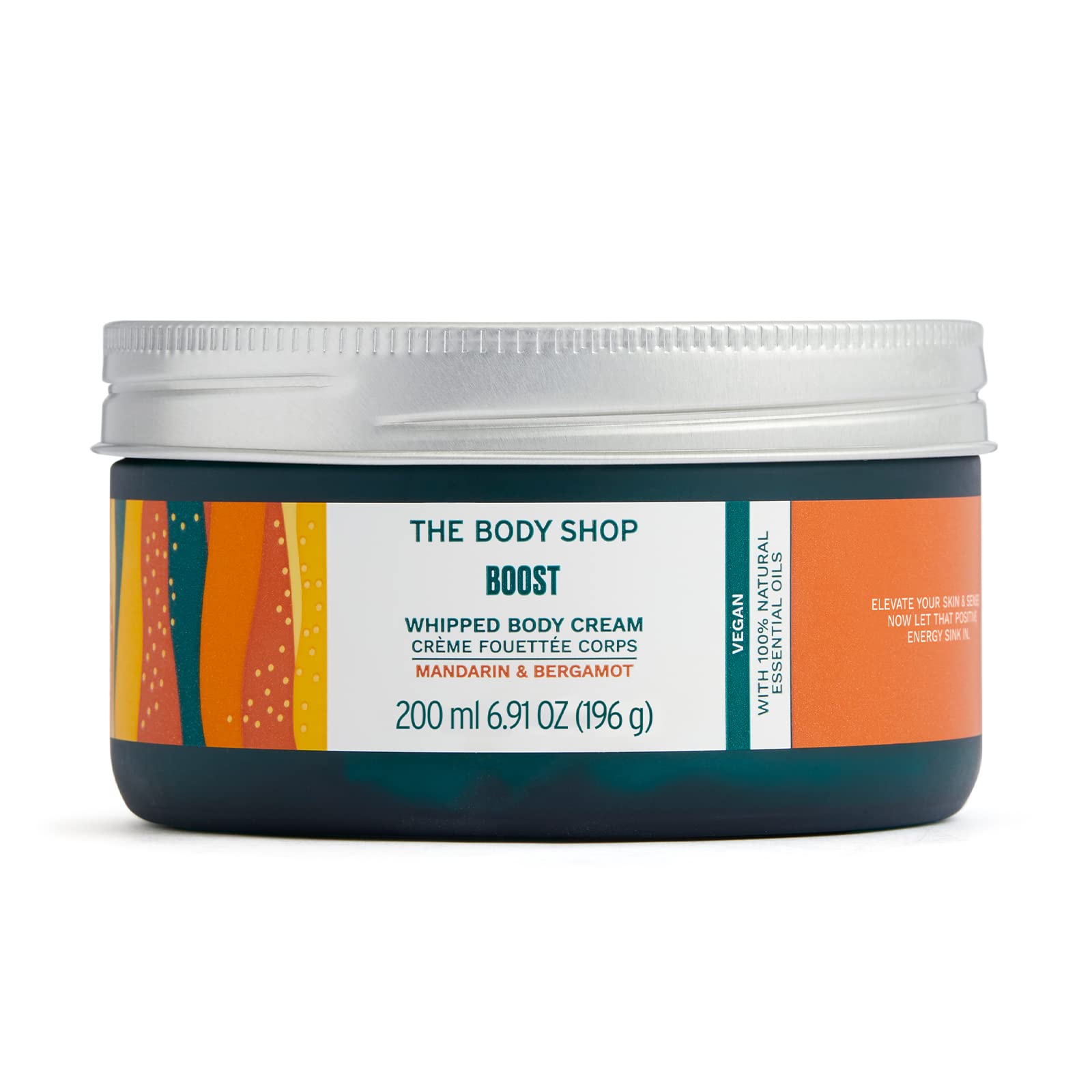 The Body Shop Body Boost Body Cream, Mandarine und Bergamotte, spendet Feuchtigkeit, die Ihre Haut aufhellt und positive Energie stärkt, 200 ml