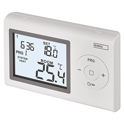 EMOS digitaler Raumthermostat, programmierbarer Wandthermostat für Heizung und Kühlungssysteme, Thermostat / Raumtemperaturregler mit Frostschutz, drahtverbunden zur Aufputzmontage