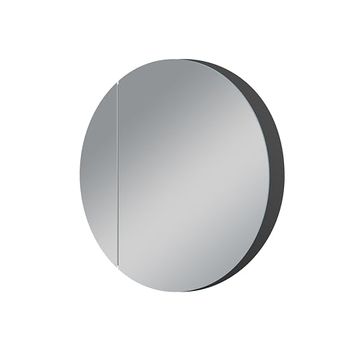 Talos Picasso Style Spiegelschrank schwarz Ø 60cm - mit hochwertigem Aluminiumkorpus - Spiegelschrank mit Beleuchtung - LED Beleuchtung