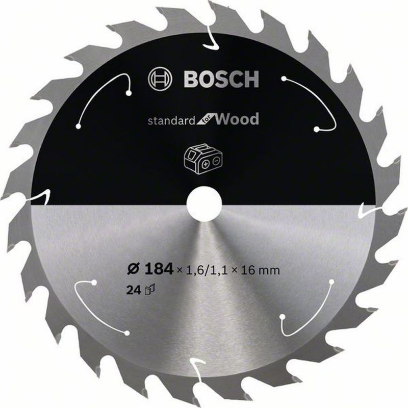 Bosch Akku-Kreissägeblatt Standard for Wood, 184 x 1,6/1,1 x 16, 24 Zähne 2608837698