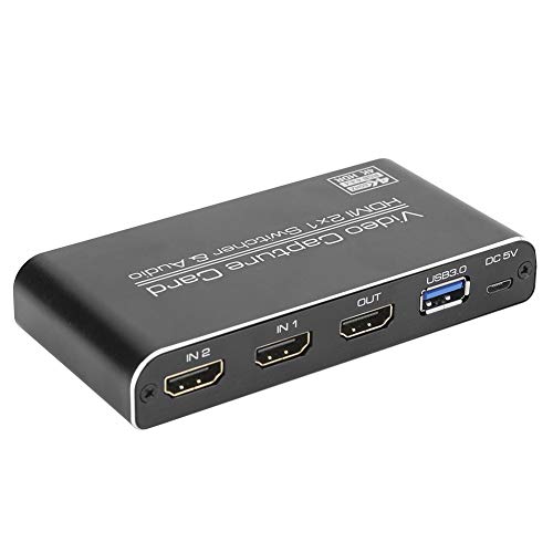 Sutinna Videoaufnahmekarte, 4K HDMI auf USB 3.0 Game Capture Card Dongle 2 x 1 mit Fernbedienung für Live-Streaming-Spielaufzeichnung für Windows/Linux/OS X.