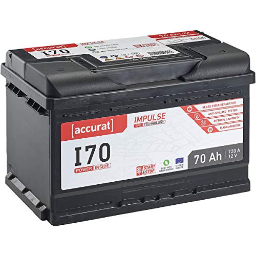 Accurat EFB Batterie I70-12V, 70Ah, 720A, Impulse, wartungsfrei - Autobatterie, Starterbatterie, Start-Stop Batterie für SUV, PKW, Lieferwagen