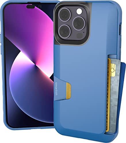Smartish iPhone 14 Pro Max Wallet Case - Wallet Slayer Vol. 1 [Slim + Protective] Kreditkartenetui - Blau auf dem Grün VT22PX-TEAL