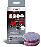 SONAX HybridWollPad 80 DA (2 Stück) Polierscheibe für kleine Poliermaschinen zur Entfernung tiefer Verkratzungen und Vermattungen | Art-Nr. 04940410