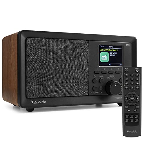 Audizio Padova, Retro DAB+ Kompakt Radio mit UKW Empfanger, 40 Watt, Bluetooth und USB/MP3-Player, Wecker, Sleeptimer - Holz Braun