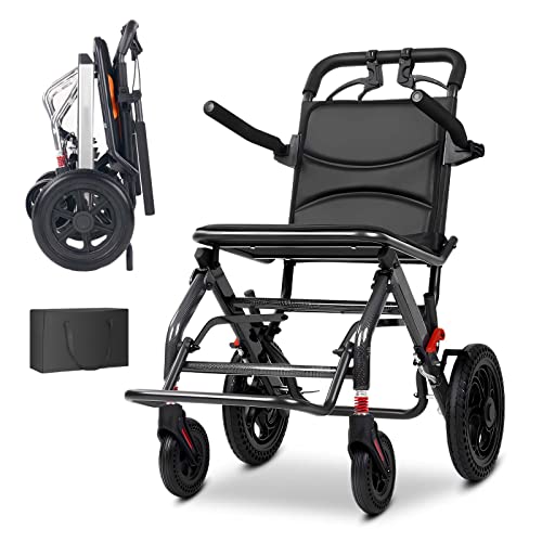 GHBXJX Extra Schmaler Rollstuhl Faltbar Leicht Reiserollstuhl, Kleiner Rollstuhl für die Wohnung und Urlaub, Transportrollstühle mit Trommelbremsen, Aluminium, Sitzbreite 40cm, 10 kg