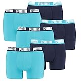PUMA 6 er Pack Boxer Boxershorts Men Herren Unterhose Pant Unterwäsche, Farbe:796 - Aqua/Blue, Bekleidungsgröße:M
