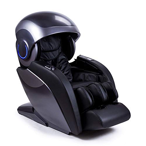 KRONOS® Limited Edition 4D-Massagesessel - Schwarz (neues Modell 2023) - 74 Drucktherapiedüsen - Aromatherapie - Beleuchtung/Fototherapie - 3D-Bluetooth-Sound – Schwerkraft"Zero" und Raum"Zero"