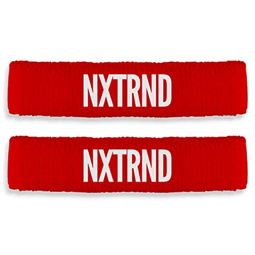 Nxtrnd Bizepsbänder für Fußball, schlanke Arm-Schweißbänder, paarweise verkauft (rot)