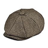 JANGOUL Jungen-Kappe im Vintage-Stil, Tweed, flache Baskenmütze für Kinder, Kleinkinder, Pageboy Gr. Small, khaki
