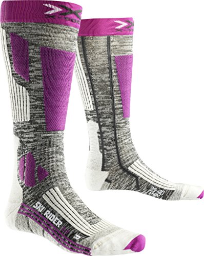 X-Socks Damen SKI RIDER 2.0 LADY Socken, Grey Melange/Violet, 41/42
