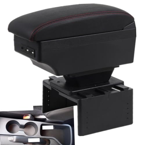 QCALAZ Für Hyundai i20 2021 2022 Armlehnenbox Auto Armlehnenbox Innenteile Mittelkonsolenbox Zubehör mit USB (A1 rote Linie kein USB)