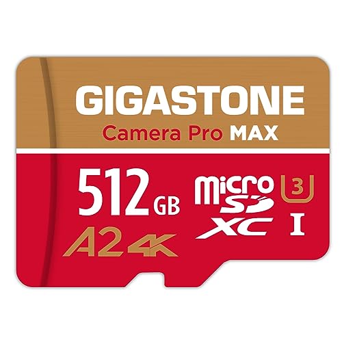 GIGASTONE 512 GB Micro-SD-Karte, Camera Pro Max, bis zu 160/100 MB/s, MicroSDXC-Speicherkarte für DJI, Gopro, Insta360, Dashcam, 4K Video UHS-I A2 V30 U3 C10 mit Adapter
