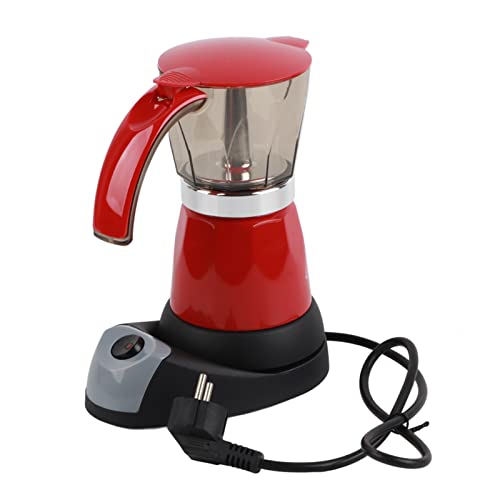 300ML 480W elektrische Mokka Topf abnehmbare Küchen Espresso Kaffeemaschine mit elektrischer Basisstation(Rot)