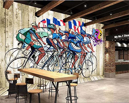 Benutzerdefinierte Fototapete Radfahren Fitnessstudio Stilvolles Restaurant Ktv Fitnessstudio Gesundheitsraum Dekoration Wand 3D-Tapete, 300 * 210 cm
