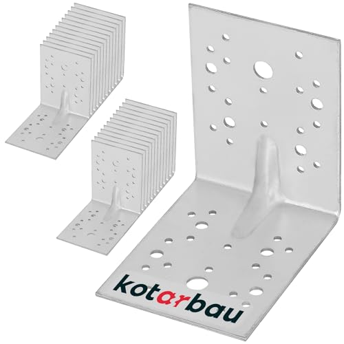 KOTARBAU® Winkelverbinder 25 Stk. 130x130x100mm Bauwinkel mit Sicke Silber