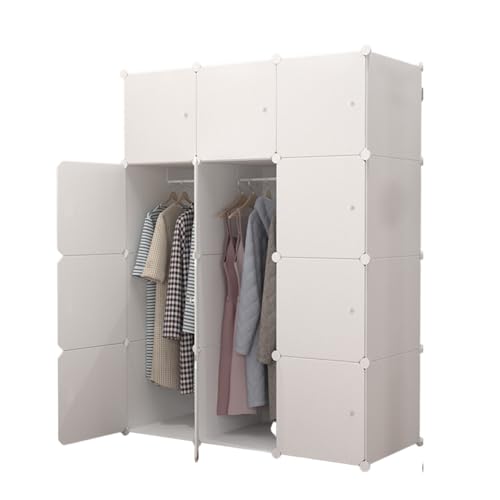 MAGIC SELECT Kleiderschrank, Modulregal, Modularer Kleiderorganisator-Kleiderschrank für Zuhause, Lagerregal für Schlafzimmer, 20 Module, 3 Stangen, 140 x 105 cm, Weiß