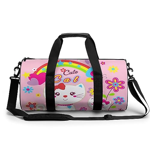 Sporttasche Zeichentrick-Katze Reisetasche Weekender Schwimmtasche Gym Bag Trainingstasche Für Herren Damen 45x23x23cm